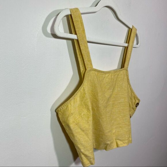MARINE LAYER Yellow Sleeveless Linen Crop Top - Size Medium - Picture 4 of 9